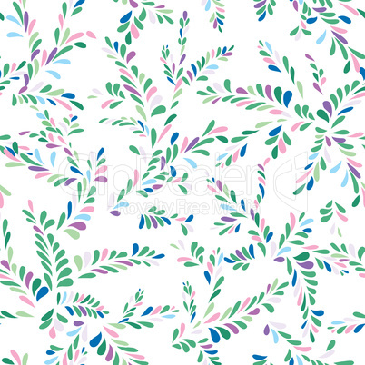 Abstract spot floral seamless pattern. Branch with leaves orname