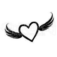 Lost love sign. Love heart with wings. Valentine day icon