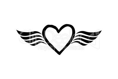 Love heart with wings. Valentine day icon. Lost love sign. Good