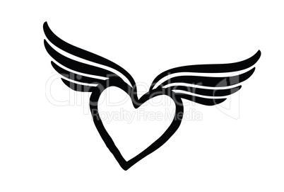 Love heart with wings. Valentine day icon. Lost love sign.