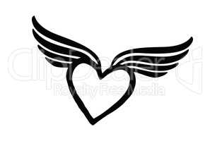 Love heart with wings. Valentine day icon. Lost love sign.
