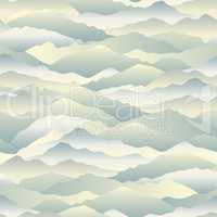 Abstract wave seamless pattern. Mountain skyline background. Land