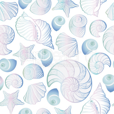 Seashell seamless pattern. Summer holiday marine background