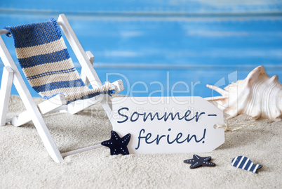 Label With Deck Chair, Sommerferien Means Summer Holidays