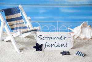 Label With Deck Chair, Sommerferien Means Summer Holidays