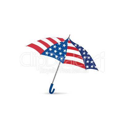 USA flag colored umbrella. Season american fashion accessory. Tr