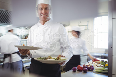 Chef presenting his food plates