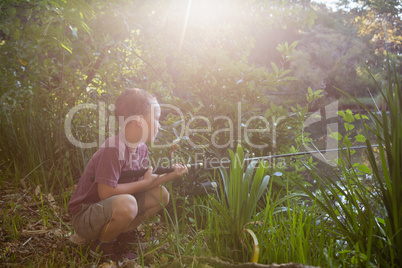 Boy fishing in the river