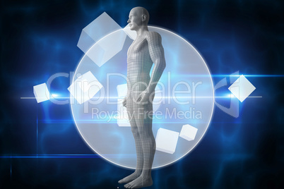 Composite image of full length of digital gray 3d man