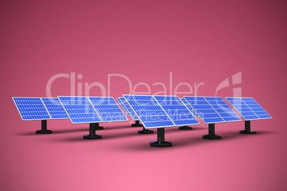 Composite image of image of 3d solar panels arranged in rows