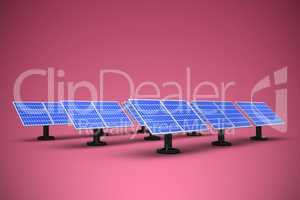 Composite image of image of 3d solar panels arranged in rows