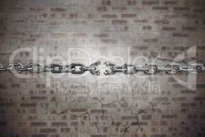 Composite image of 3d illustration of damaged silver chain