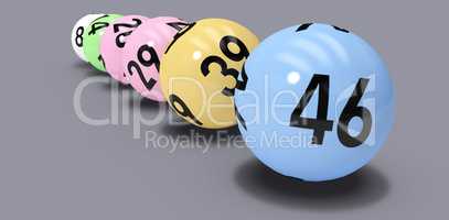 Composite image of line of lottery balls