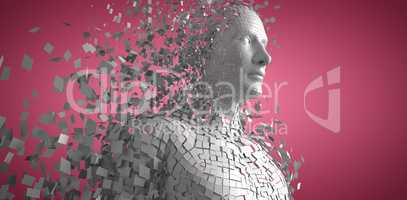 Composite image of digital gray pixelated 3d man