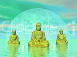 Golden buddhas - 3D render