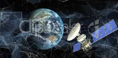 Composite image of vector image ofÃ?Â 3d solar powered satellite