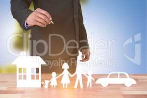 Composite image of underwriter drawing a family