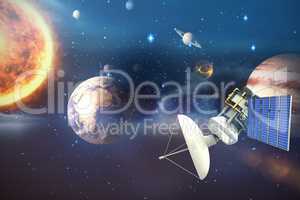 Composite image of vector image ofÃ?Â 3d solar powered satellite