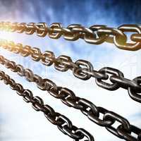 Composite image of closeup 3d image of silver chains