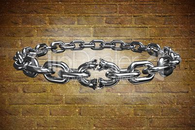 Composite image of 3d image of broken silver chain