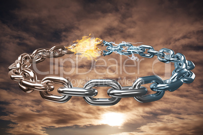 Composite image of 3d image of circular silver chain