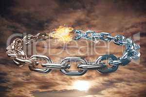 Composite image of 3d image of circular silver chain