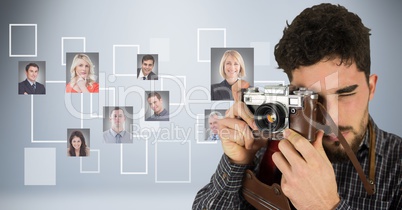 Male photographing flying portraits