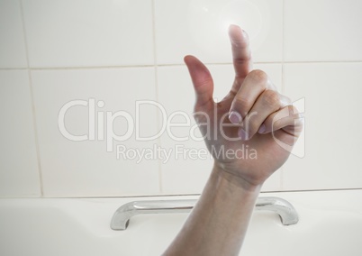 Hand Touching  air out of bath