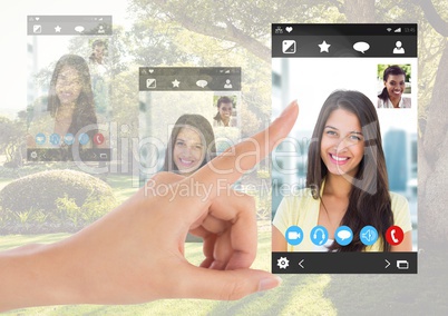 Hand touching Social Video Chat App Interface