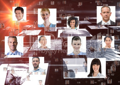 Digitally generated image of business people's portraits