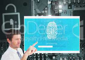 Hand Touching Identity Verify security fingerprint App Interface
