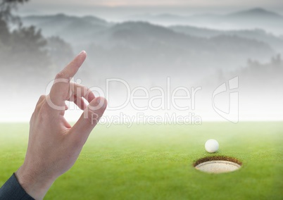 Hand Touching  air of golf course