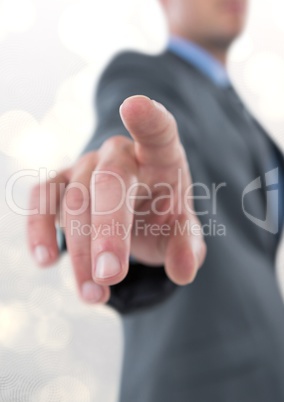 Midsection of businessman touching screen