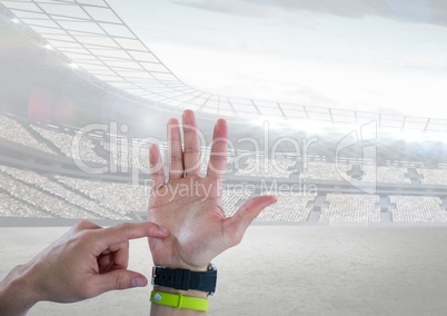 Hand counting with a sports stadium