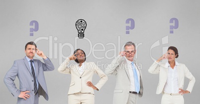 Business people with graphics over head