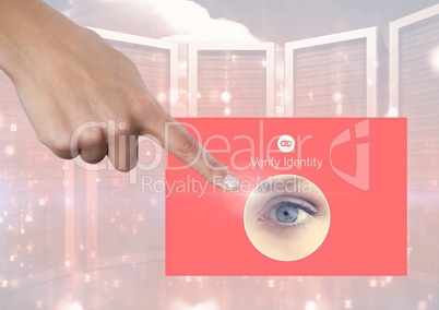 Hand Touching Identity eye Verify App Interface