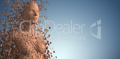 Composite image of close-up of digital brown pixelated 3d woman