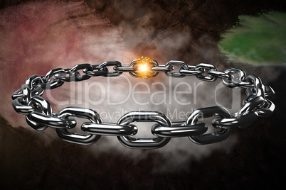 Composite image of 3d image of circular silver chain