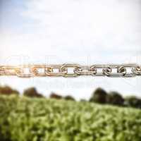 Composite image of 3d image of silver metal chain