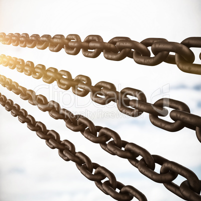 Composite image of closeup 3d image of rusty chains