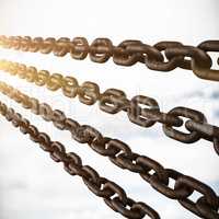 Composite image of closeup 3d image of rusty chains