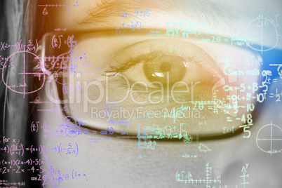 Composite image of formulas on black background