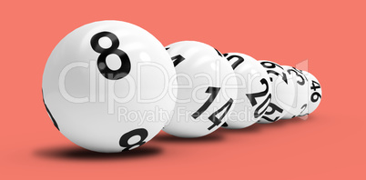 Composite image of line of lottery balls