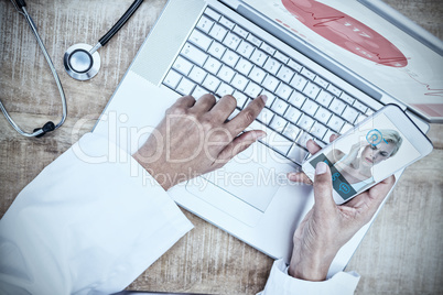 Composite image of pretty blond woman having headache