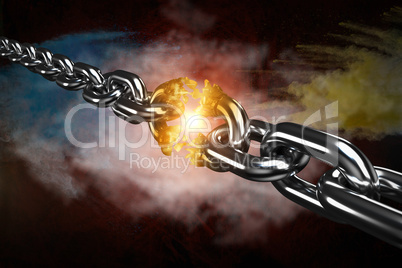 Composite image of 3d image of damaged silver chain