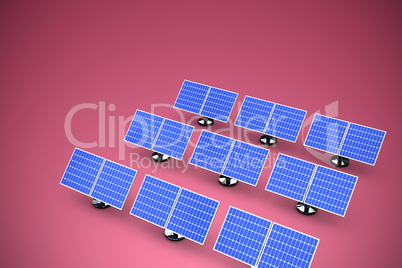 Composite image of image of 3d blue solar panel arranged in rows