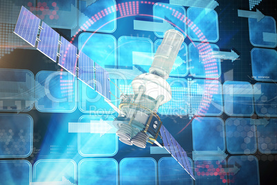 Composite image of 3d illustration of blue modern solar satellite