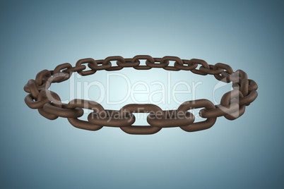 Composite image of 3d image of rusty metallic circular chain