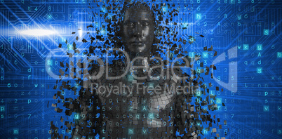 Composite image of digital image of black pixelated 3d male
