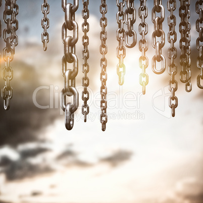 Composite image of 3d image of chains hanging